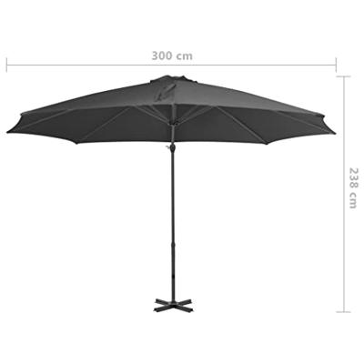 VidaXL Zweefparasol met aluminium paal 300 cm antracietkleurig VidaXL Zweefparasol met aluminium paal 300 cm antracietkleurig