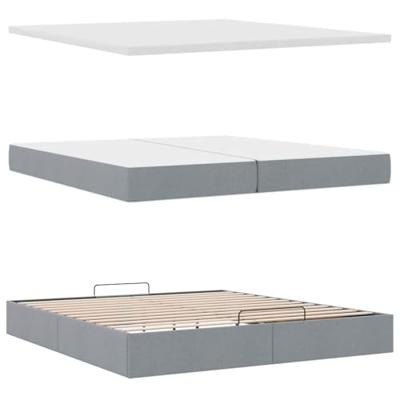 Ottoman bed met matras 200x200 cm stof lichtgrijs