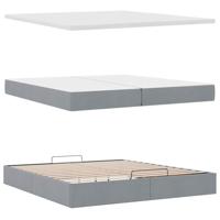 Ottoman bed met matras 200x200 cm stof lichtgrijs - thumbnail