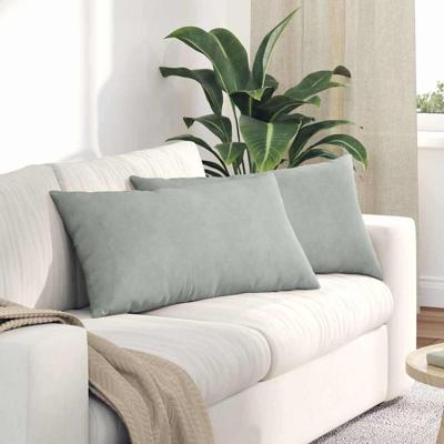 Sofa Kussens 2 pcs Lichtgrijs 80 x 40 cm Katoen Stof