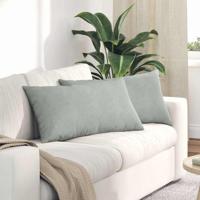 Sofa Kussens 2 pcs Lichtgrijs 80 x 40 cm Katoen Stof - thumbnail
