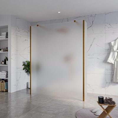 Fortifura Galeria Vrijstaande Inloopdouche - 160x200cm - Glas mat - antikalk - 8mm veiligheidsglas - 2 zijwanden 40cm - wandsteunen en hoekprofielen - Geborsteld koper PVD (Koper) SW927772 2x/SW797932/SW797921 2x/SW876703 2x