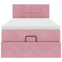 Ottoman bed met matras 100x200 cm fluweel roze - thumbnail