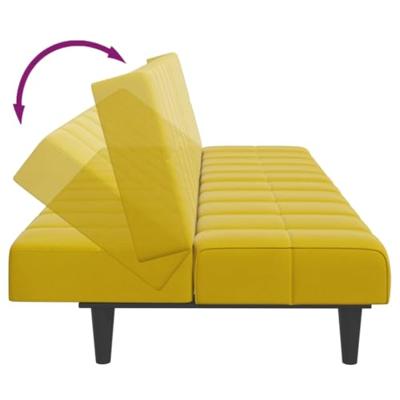 Slaapbank 2-zits met voetenbank fluweel geel