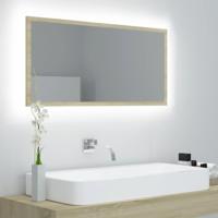 VidaXL Badkamerspiegel led 90x8,5x37 cm acryl sonoma eikenkleurig - thumbnail
