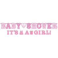Letterslinger Baby Shower/Its a Girl roze set van 2 | 24 stuks - thumbnail