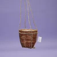 Rotan hangpot stripe 18x16cm bronze - thumbnail