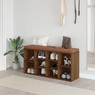 Schoenenbank 103x30x48 cm bewerkt hout bruineikenkleurig