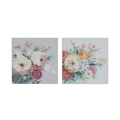 Schilderij DKD Home Decor Blommor (80 x 2,8 x 80 cm) (2 Stuks)