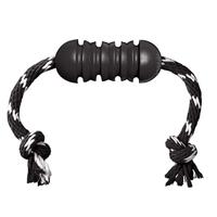 KONG EXTREME DENTAL MET TOUW ZWART / WIT 12X5X5 CM - thumbnail