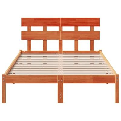 Bedframe met hoofdeinde Bruin 135 x 190 cm Massief grenenhout