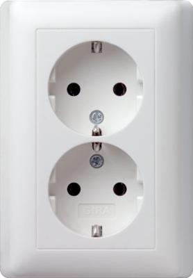 GIRA Inzetstuk Wandcontactdoos dubbel System 55, Standaard 55, E2, Event, Event Clear, Event Opaque, Esprit, ClassiX Zuiver wit, Mat 078004