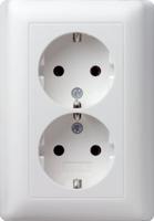 GIRA Inzetstuk Wandcontactdoos dubbel System 55, Standaard 55, E2, Event, Event Clear, Event Opaque, Esprit, ClassiX Zuiver wit, Mat 078004 - thumbnail