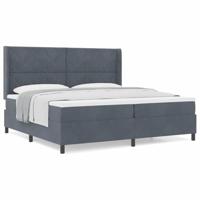 Boxspring bed met hoofdeinde Donkergrijs 200 x 200 cm Fluweel - thumbnail