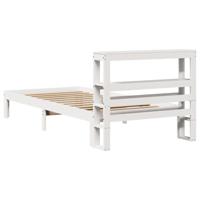 Bedframe met hoofdbord massief grenenhout wit 120x190 cm - thumbnail