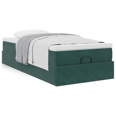 Ottoman bed met matras 100x200 cm fluweel donkergroen