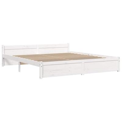 Bedframe massief hout wit 200x200 cm Bedframe massief hout wit 200x200 cm