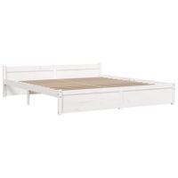 Bedframe massief hout wit 200x200 cm - thumbnail