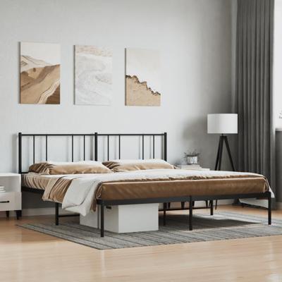 Bedframe met hoofdbord metaal zwart 193x203 cm Bedframe met hoofdbord metaal zwart 193x203 cm