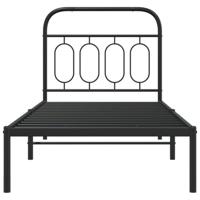 Bedframe met hoofdbord metaal zwart 90x190 cm - thumbnail