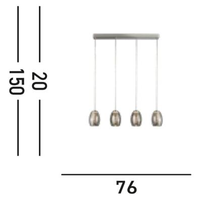 Searchlight Eetkamer hanglampCyclone chroom met smoke glas - 97292-4SM