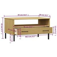 Salontafel met metalen poten OSLO 85x50x45 cm hout bruin - thumbnail