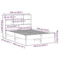 Bed met boekenkast zonder matras grenenhout wasbruin 120x190 cm - thumbnail