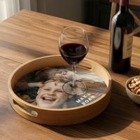 Rond dienblad bedrukken - Houtlook - 30 cm - thumbnail