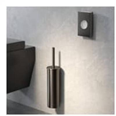 Geesa Nemox Toiletborstel - vrijstaand - witte borstelkop - zwart metaal geborsteld 916511-09