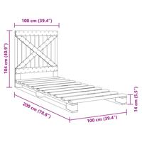 Bedframe met hoofdbord massief grenenhout grijs 100x200 cm - thumbnail