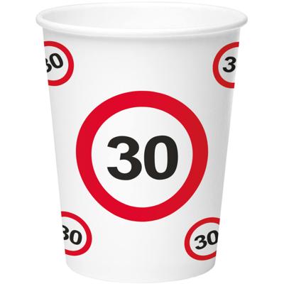 Bekers verkeersbord 30 jaar - 8 Stuks