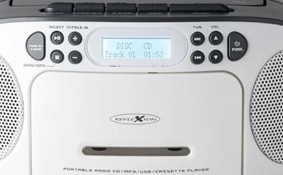 Reflexion CD-Player Radio/CD-speler DAB+, DAB, VHF (FM) AUX, CD, Cassette, USB Wit, Grijs