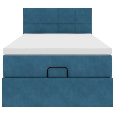 Ottoman bed met matras en LED's 90x200cm fluweel donkerblauw