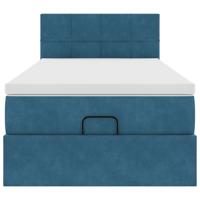 Ottoman bed met matras en LED's 160x200cm fluweel donkerblauw - thumbnail