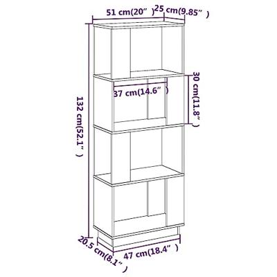 Boekenkast/kamerscherm 51x25x132 cm grenenhout honingbruin