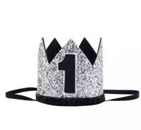 Cakesmash Kroon zwart/zilver 1 jaar - thumbnail