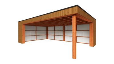 Trendhout Buitenverblijf Capri 720x490 - Plat dak model links- Plat dak- Onbehandeld lariks Douglas hout- Trendhout