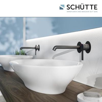 Schutte LOS ANGELES Wastafelkraan | Mat zwart | Voor wandmontage - 33166