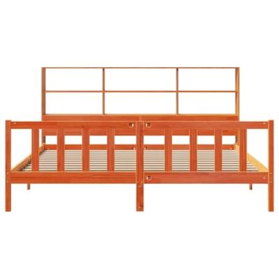 Bed met boekenkast zonder matras grenenhout wasbruin 180x200 cm