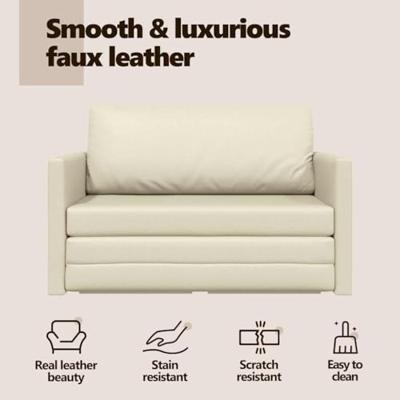 Slaapbank 110cm Crème Kunstleer