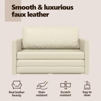 Slaapbank 110cm Crème Kunstleer - thumbnail