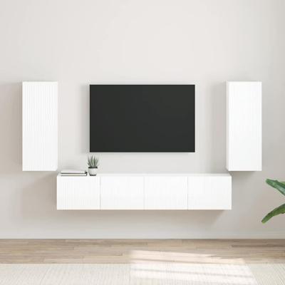 TV Wandkast 2 pcs Glanzend Wit 30 x 31 x 80 cm Bewerkt hout TV Wandkast 2 pcs Glanzend Wit 30 x 31 x 80 cm Bewerkt hout