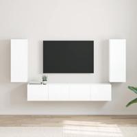 TV Wandkast 2 pcs Glanzend Wit 30 x 31 x 80 cm Bewerkt hout - thumbnail