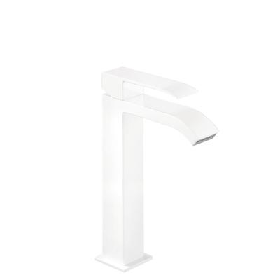 Wastafelmengkraan Tres Cuadro 1-Hendel Uitloop Gebogen Hoog 24 cm met Waterval Vierkant Mat Wit Wastafelmengkraan Tres Cuadro 1-Hendel Uitloop Gebogen Hoog 24 cm met Waterval Vierkant Mat Wit