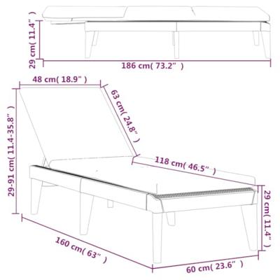 Ligbed met kussen 186x60x29 cm polypropeen wit