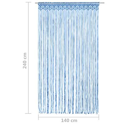 VidaXL Gordijn macramé 140x240 cm katoen blauw VidaXL Gordijn macramé 140x240 cm katoen blauw