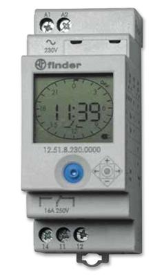 Finder 12.51.8.230.0000 Schakelklok voor DIN-rails 230 V/AC Dagprogramma, Weekprogramma