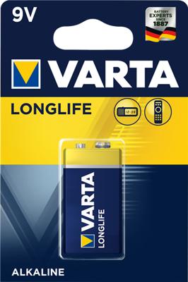 Varta 6LP3146 Longlife 9V Block batterij 6LR61 (verpakt per stuk) Alkaline E-Block Batterijenideaal voor brandmelder rookmelder stemapparaat