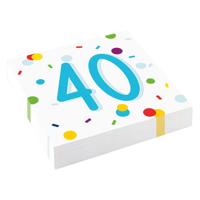 Feestservetten 40 Jaar Confetti (20st) - thumbnail