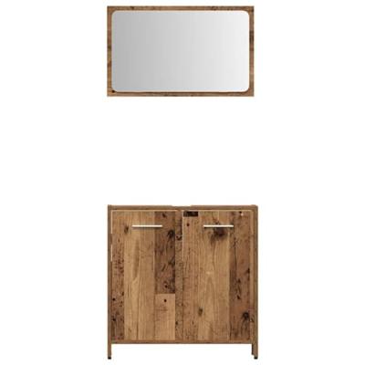 4-delige Badkamermeubelset bewerkt hout oud houtkleurig